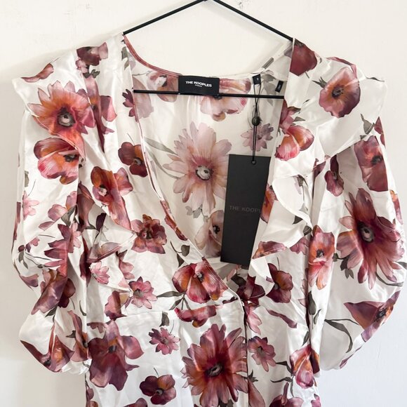 NWT The Kooples Pastel Daisy Floral Satin Dress 2/M - Picture 3 of 9